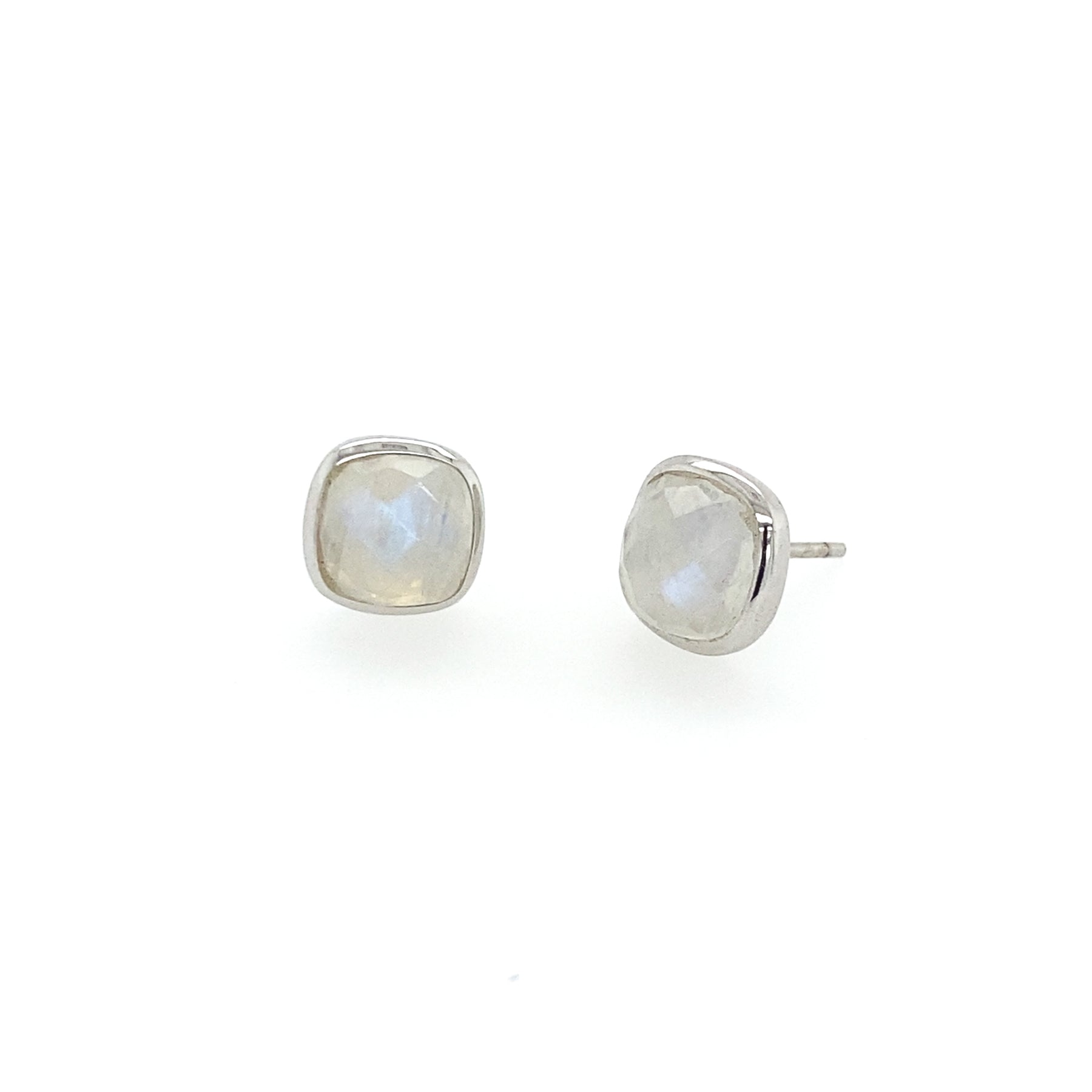 Square Studs - Silver, White Rhodium