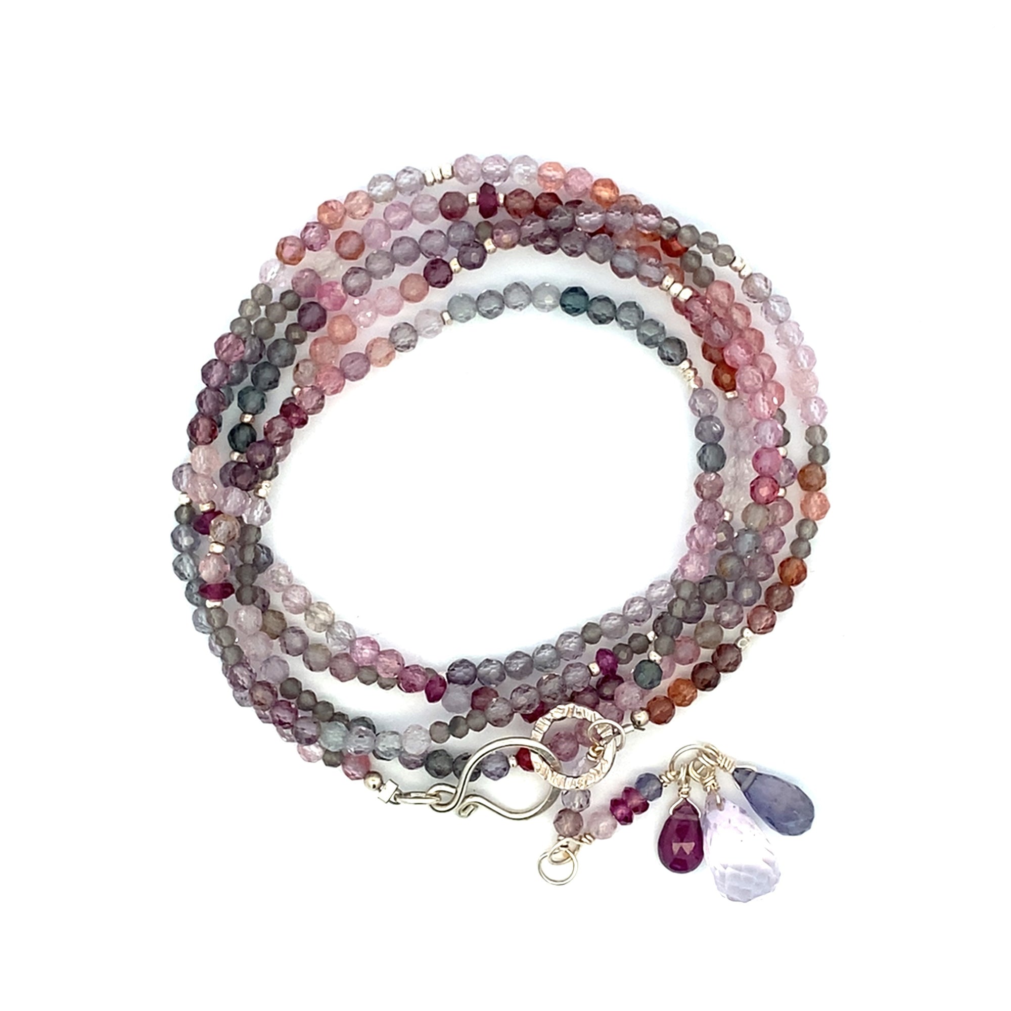 Multi Gemstone Necklace/Wrapped Bracelet with Multi-Spinel