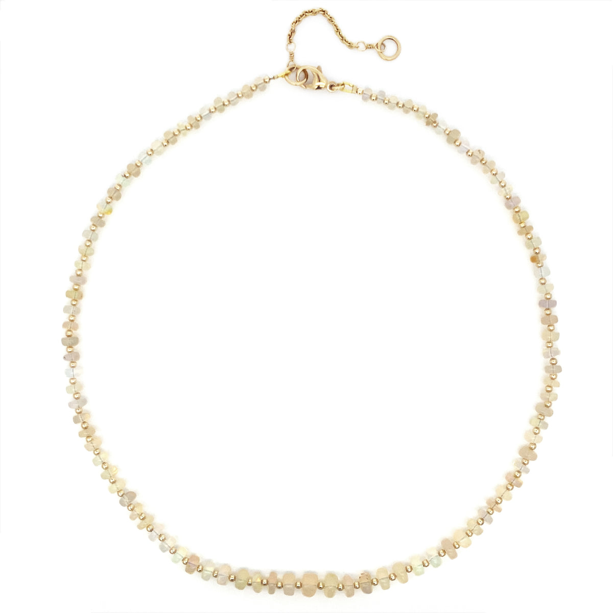 Graduated White Opal 14k Gemstone Necklace