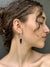 Silver Triangle Top Black Spinel and White Topaz Earrings