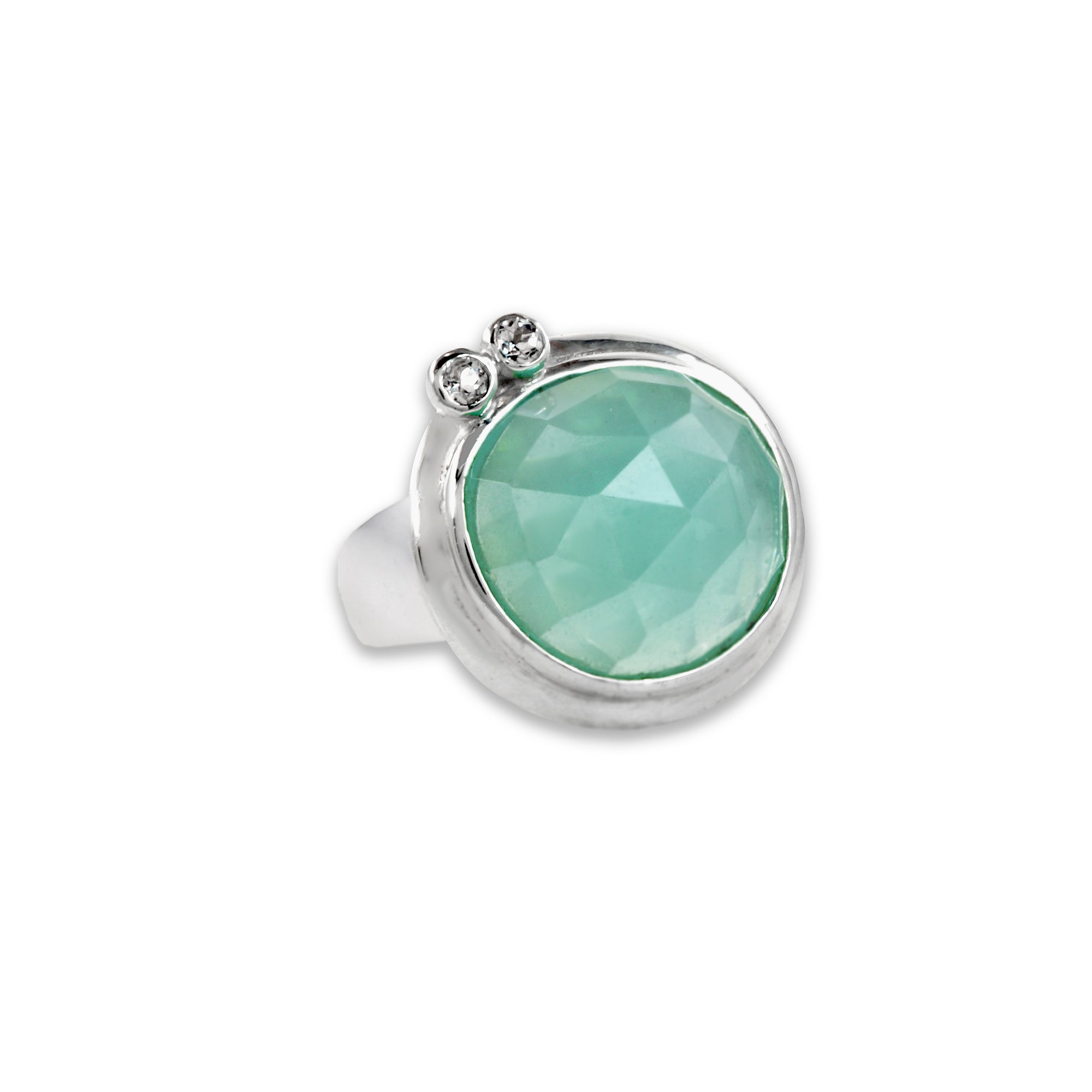 Chalcedony and White Sapphire Ring