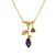 3 Stone Petal Pendant Iolite - 14k Gold with White Diamond, Small