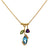 3 Stone Petal Pendant Blue Topaz - 14k Gold with White Diamond