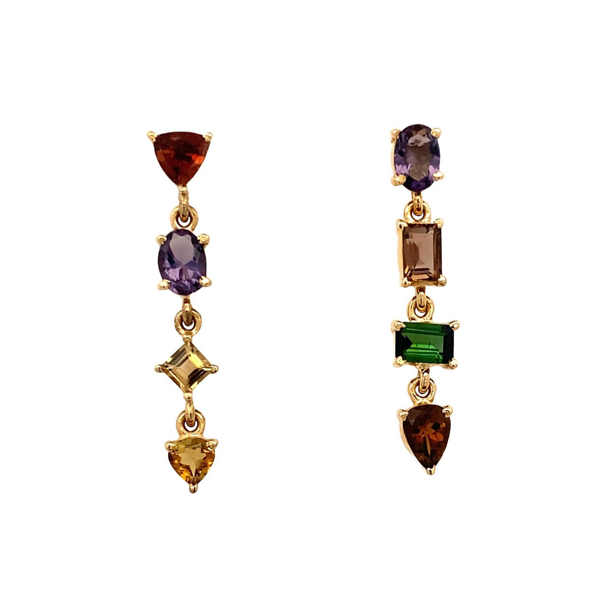 Mixed Tourmaline Gold Earrings