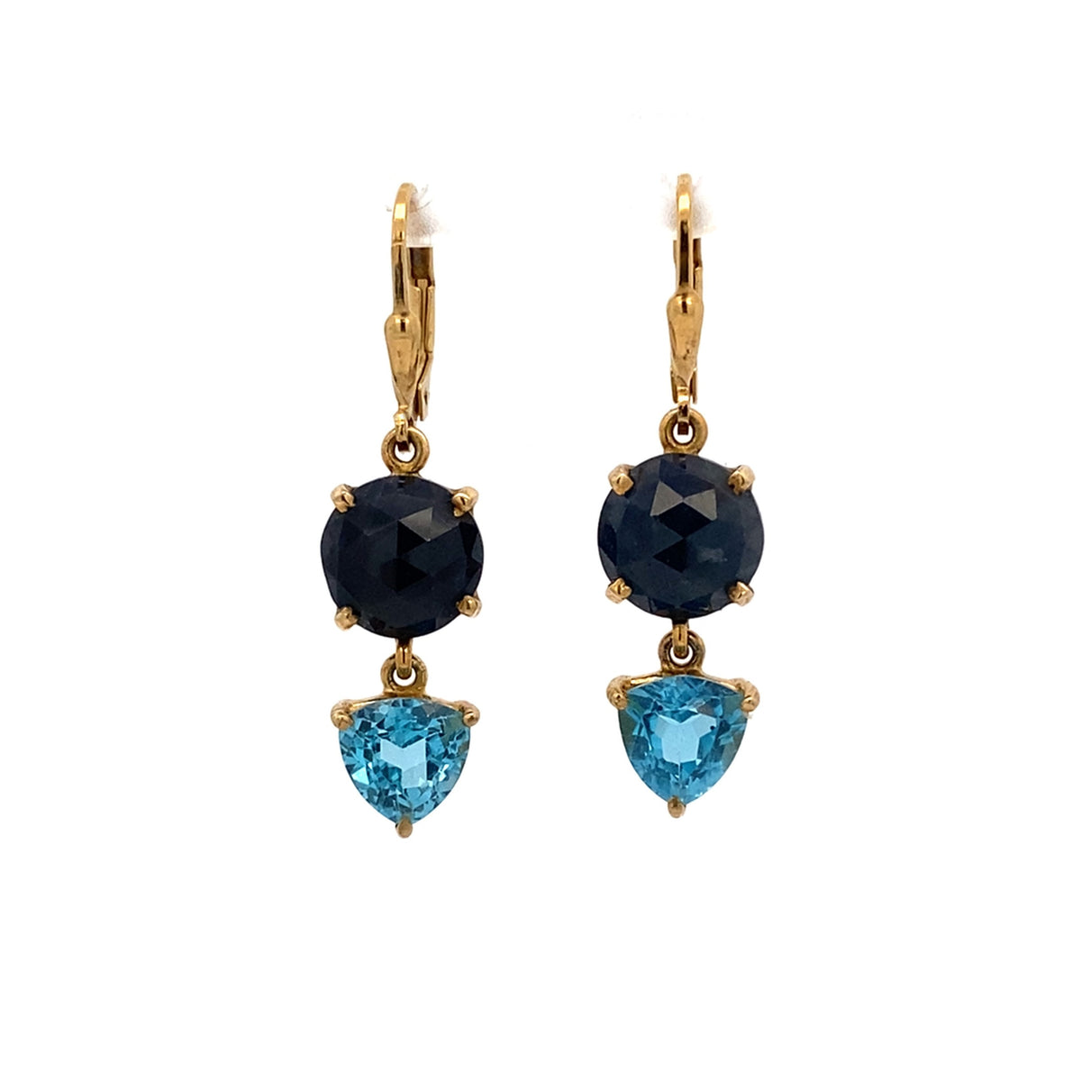 Blue Topaz, Round Blue Sapphire on Leverback - 18k Vermeil