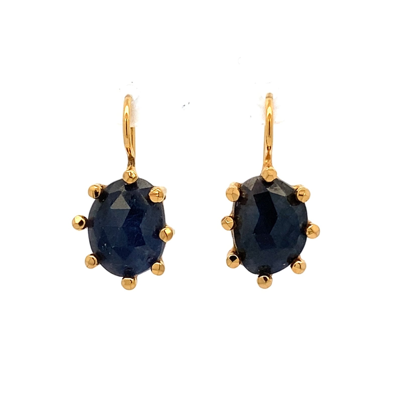 Rose Cut Blue Sapphire Earring - 18k Vermeil