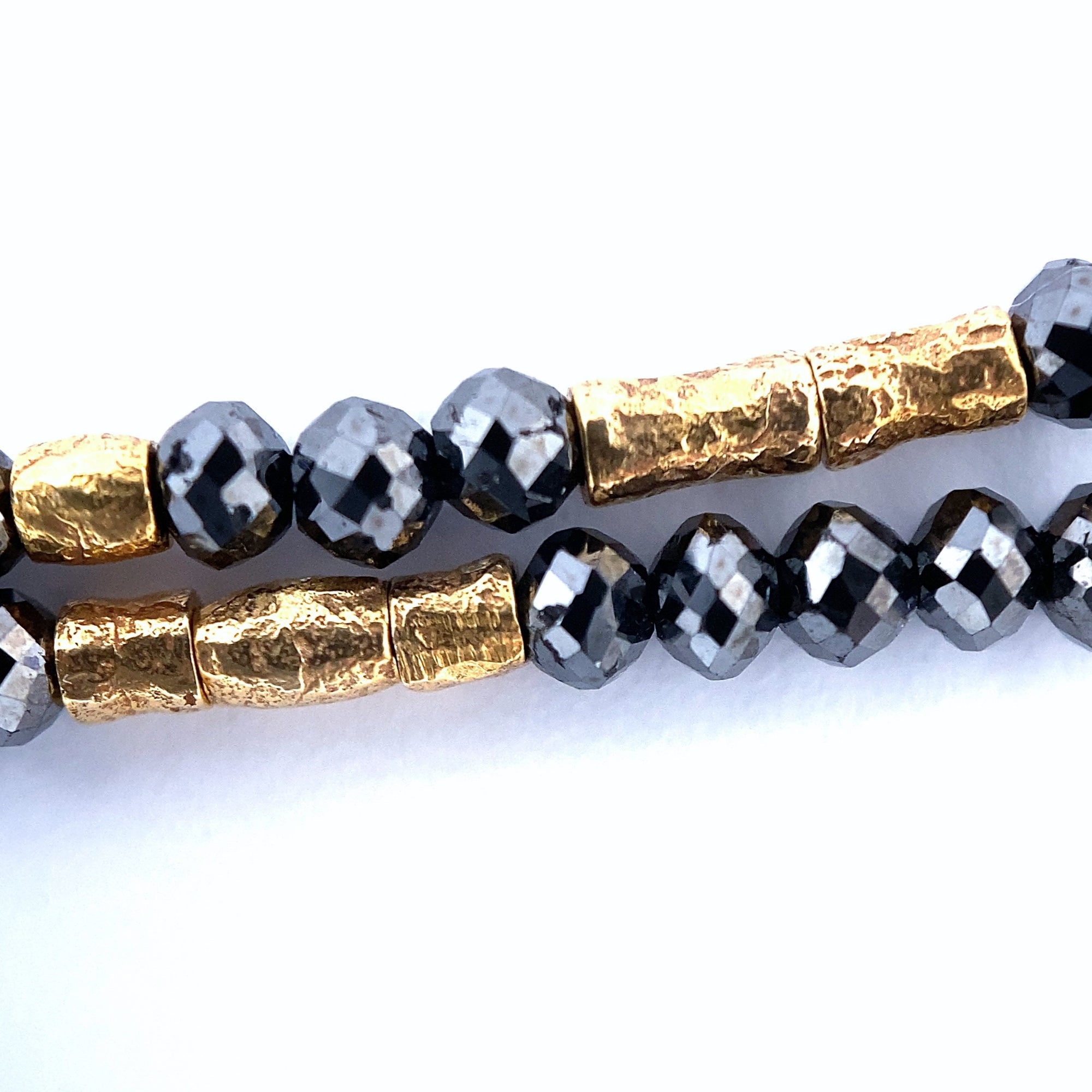 14k Gold Bead and Black Diamond Earrings