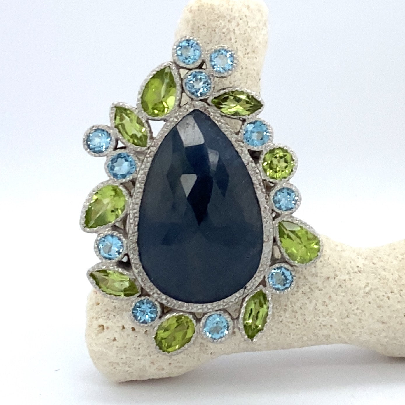 Circle of Fire - Silver Blue Sapphire Ring