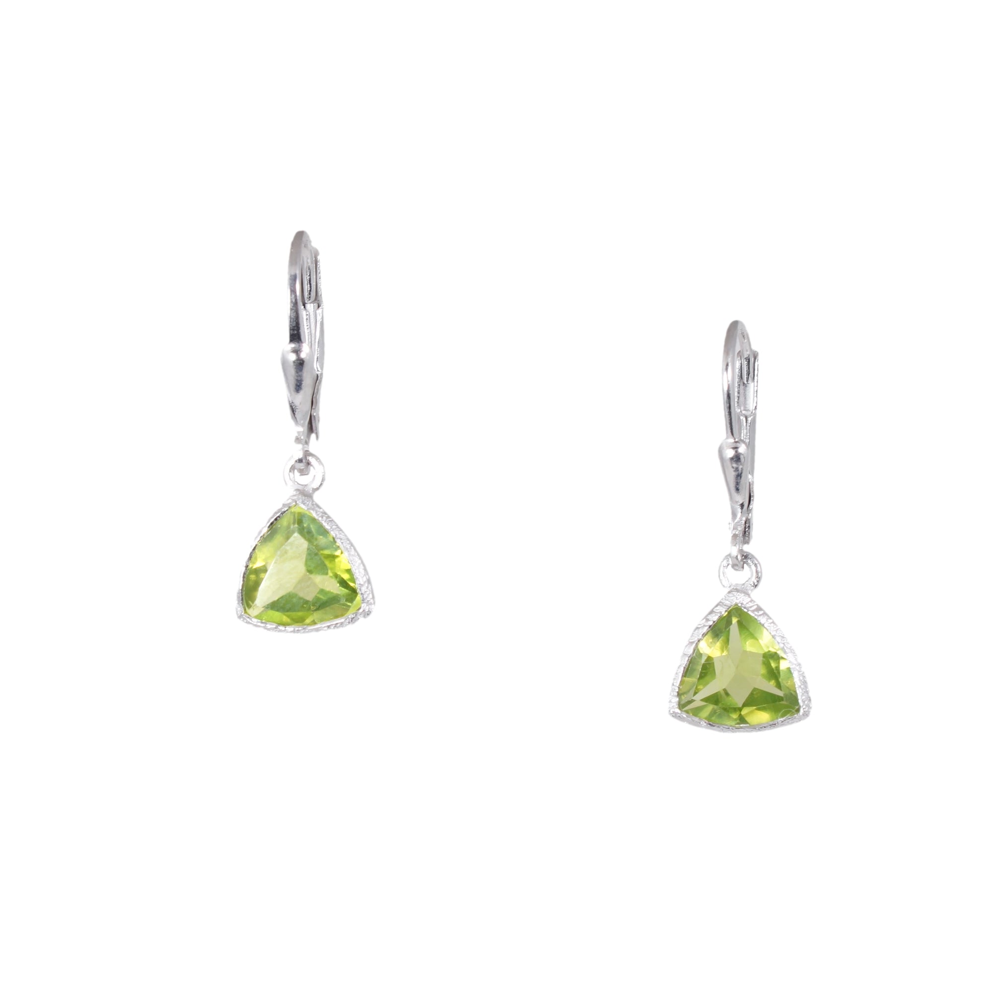 Silver Trillion Gemstone Earrings