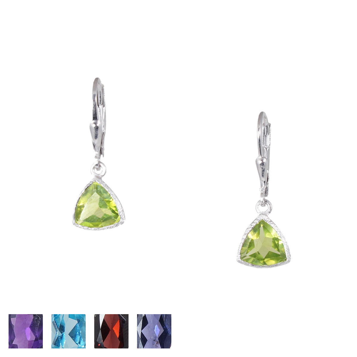 Silver Trillion Gemstone Earrings