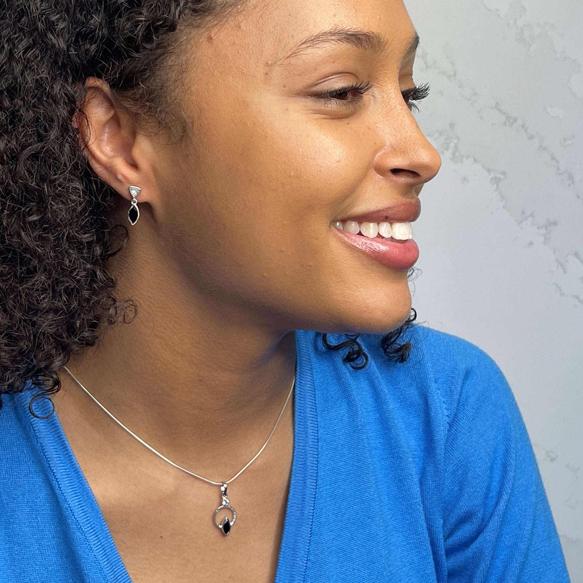 Silver, White Rhodium Tiny Petal Earrings