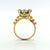 14K Swiss Blue Topaz and Diamond Crown Ring