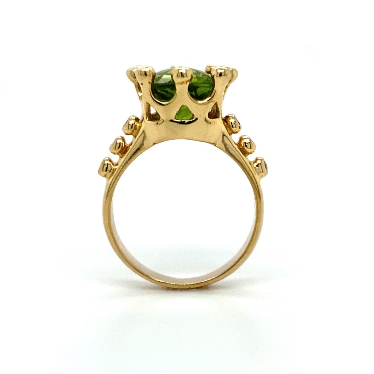 14K Peridot and Diamond Crown Ring