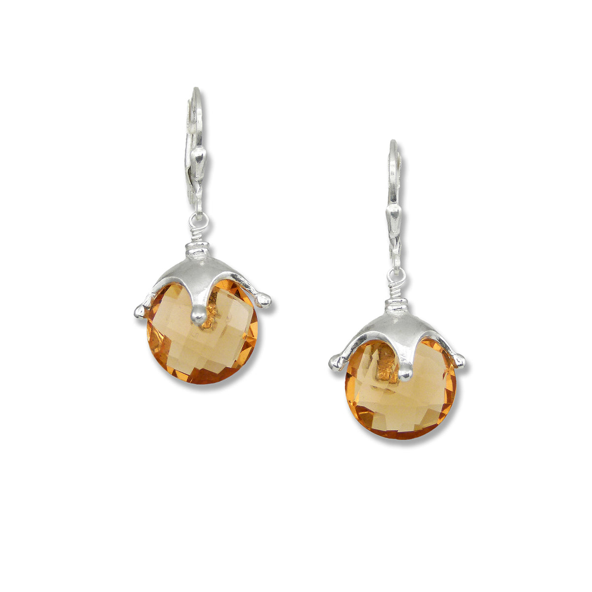 Jester Cap Earrings - Silver, Mandarin