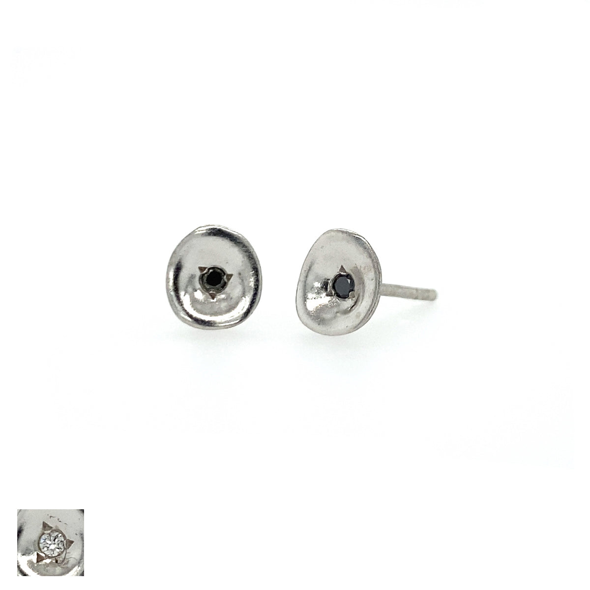 Unique Diamond Stud Earrings - Silver