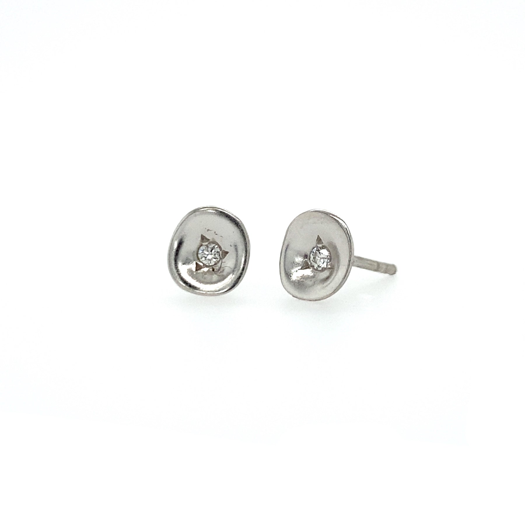 Unique Diamond Stud Earrings - Silver