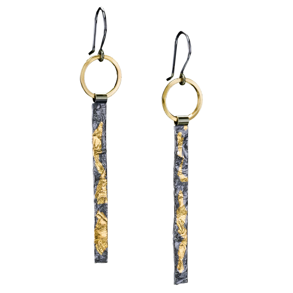 Keum-Boo Reticulated Stick Black &amp; Gold Earrings