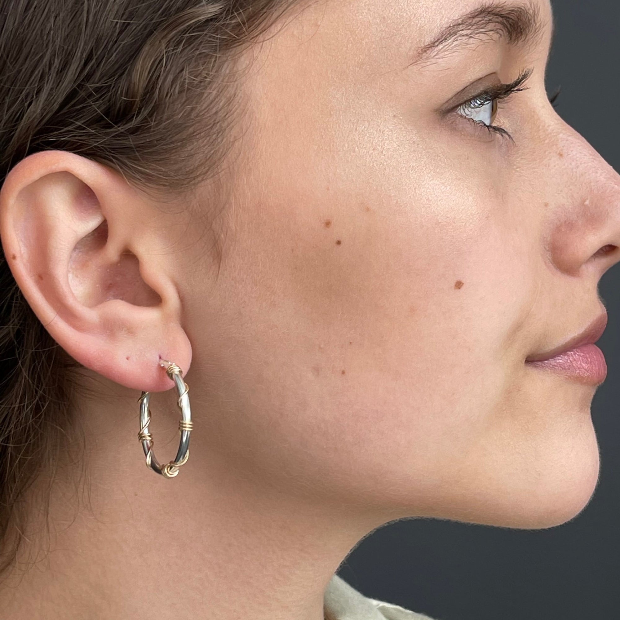 Unique Hoop Earrings - Black and Gold Wrapped