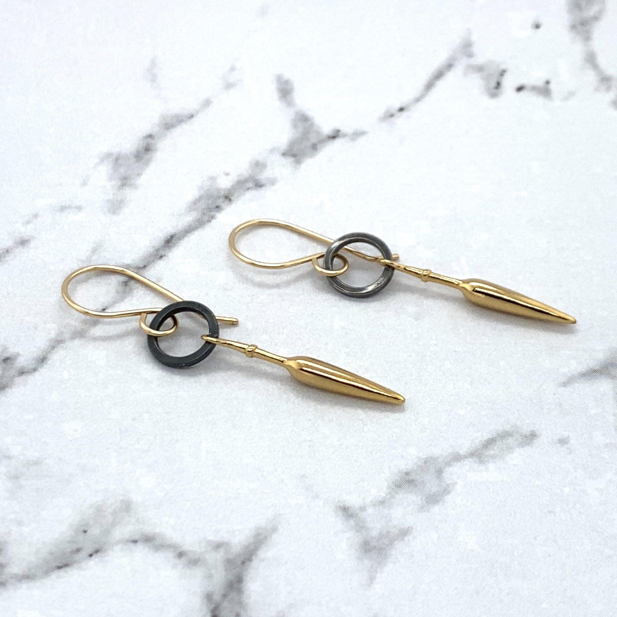 Black and Gold Spike Earrings