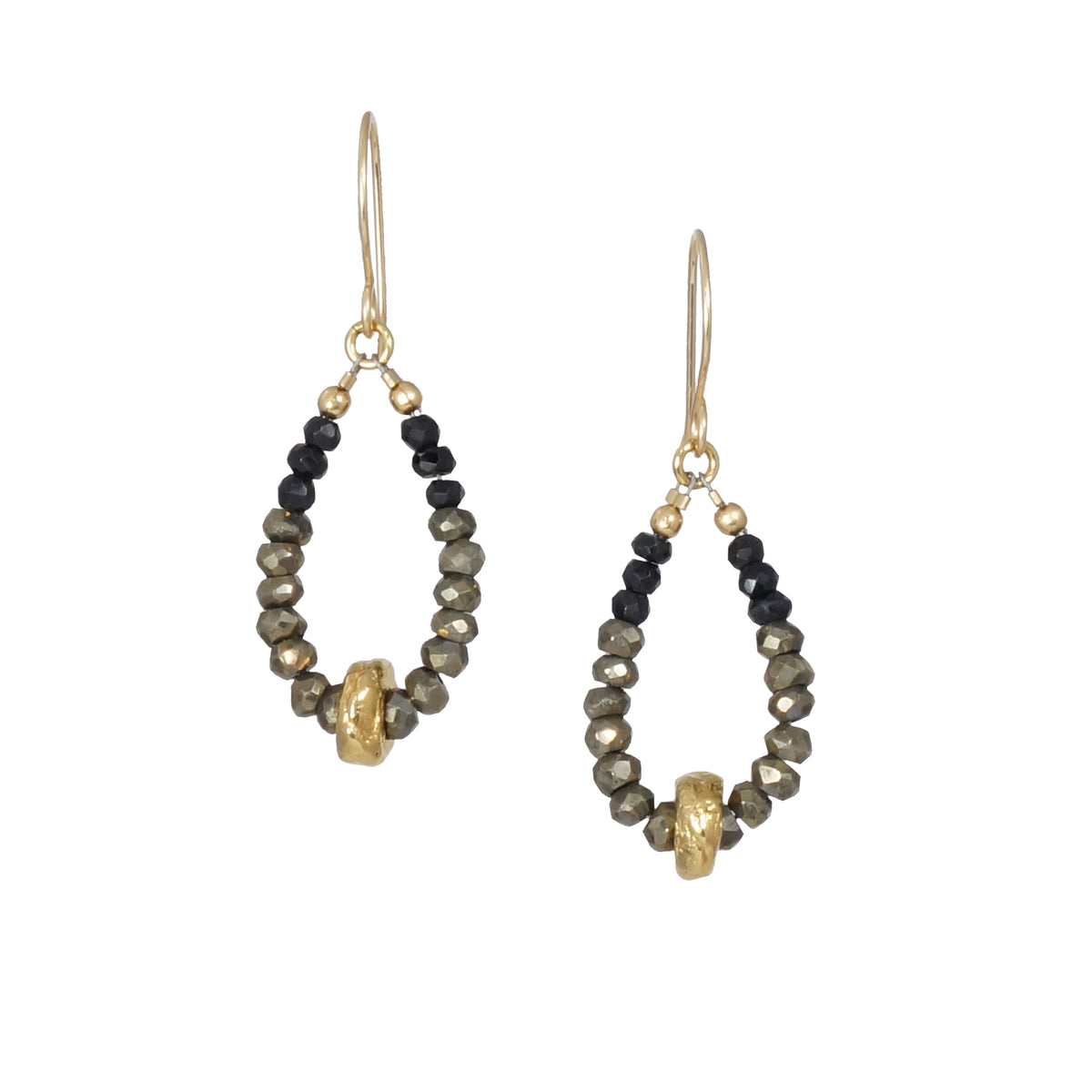 Spinel and Gold Water Cast Earrings