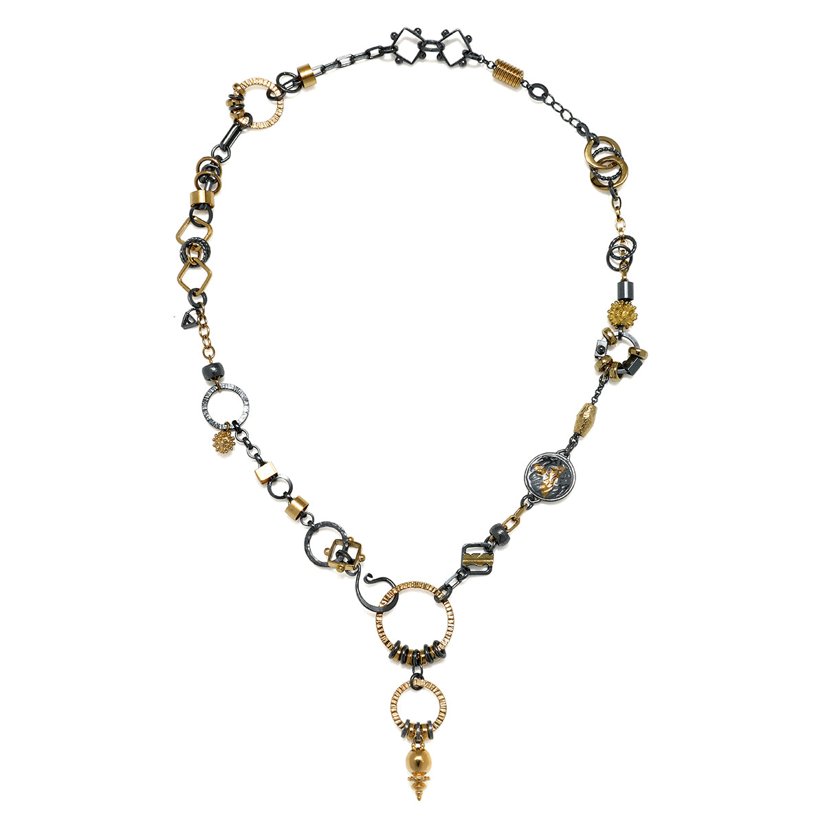 Black and Gold Plumb Bob Sculpture Necklace