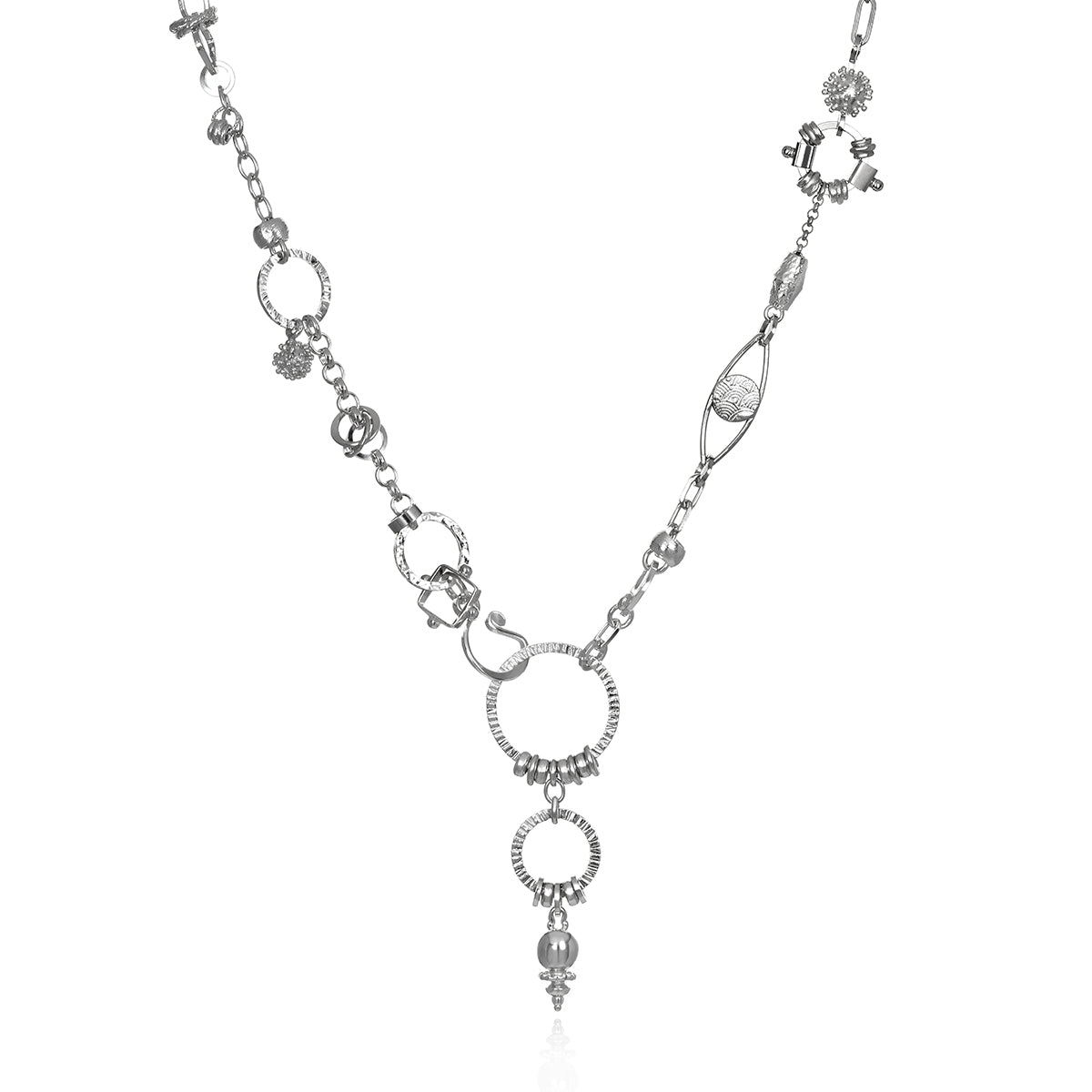 White Rhodium Plumb Bob Sculpture Necklace