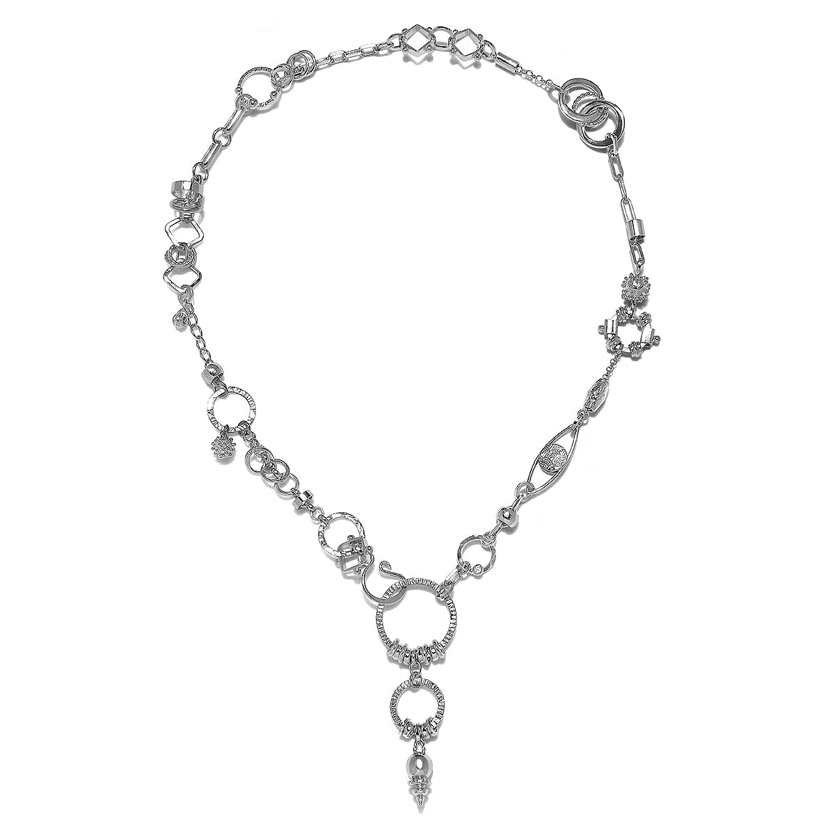 White Rhodium Plumb Bob Sculpture Necklace