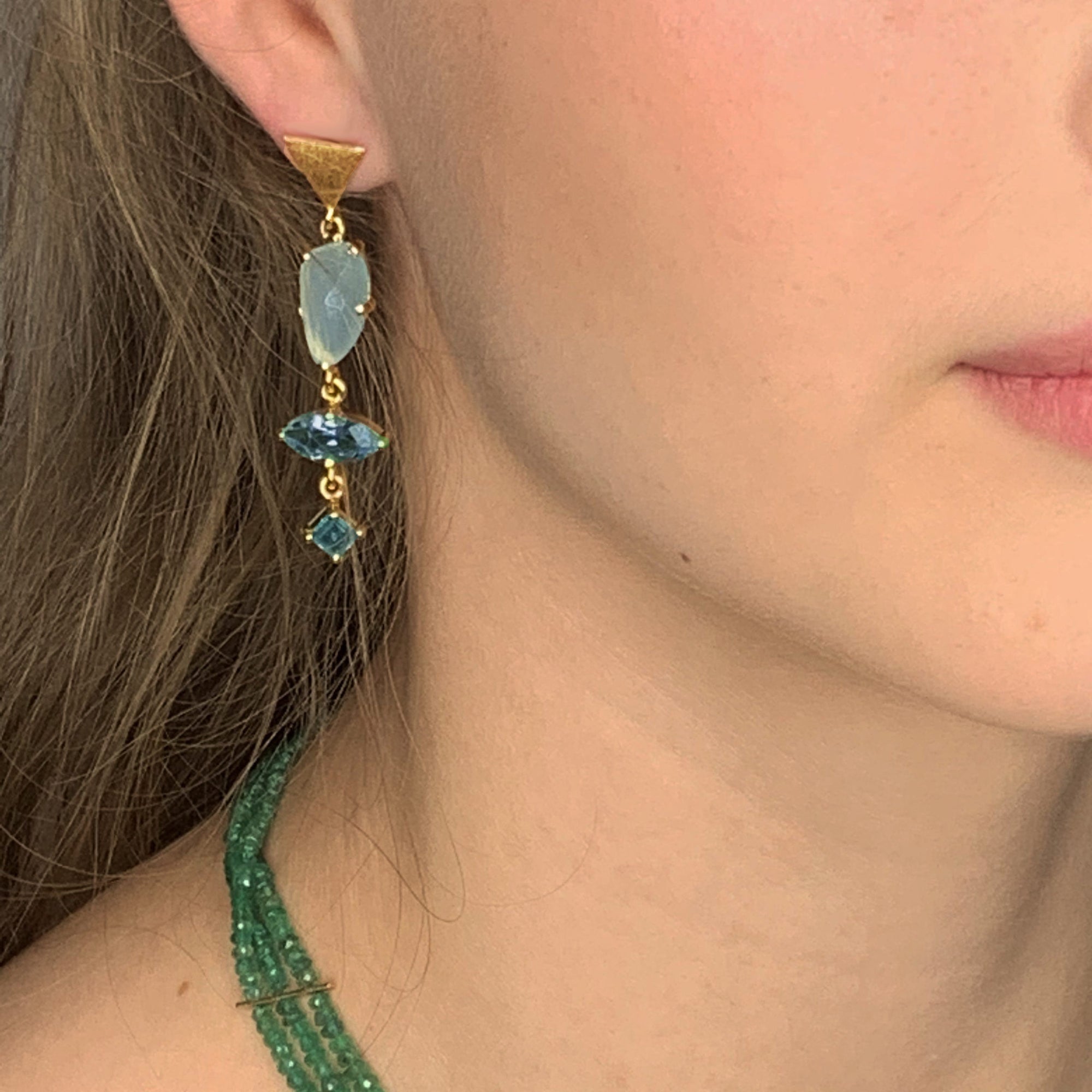 14k Gold Asymmetrical Aquamarine