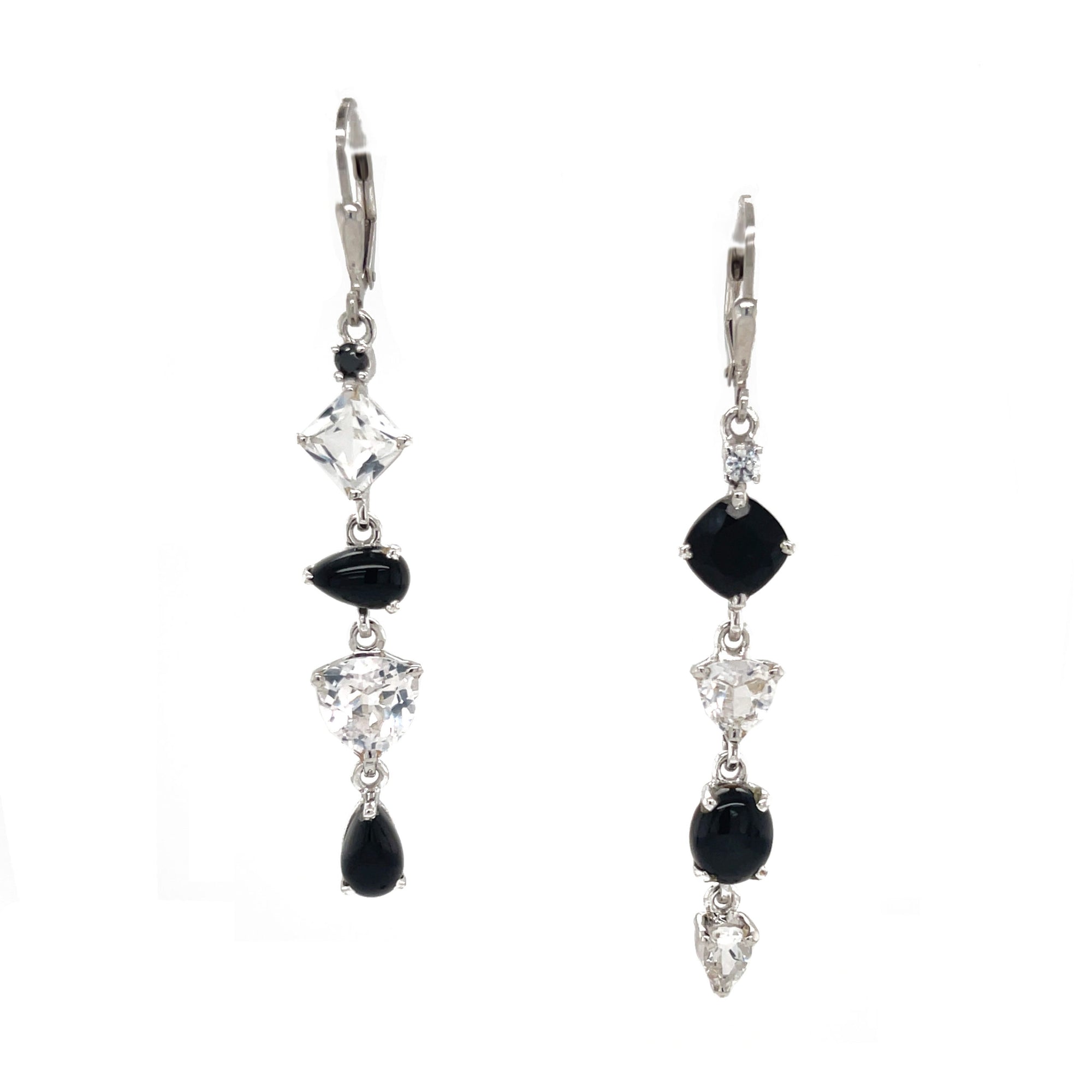 Sterling Silver Dangle Earrings with Spinel and White Topaz