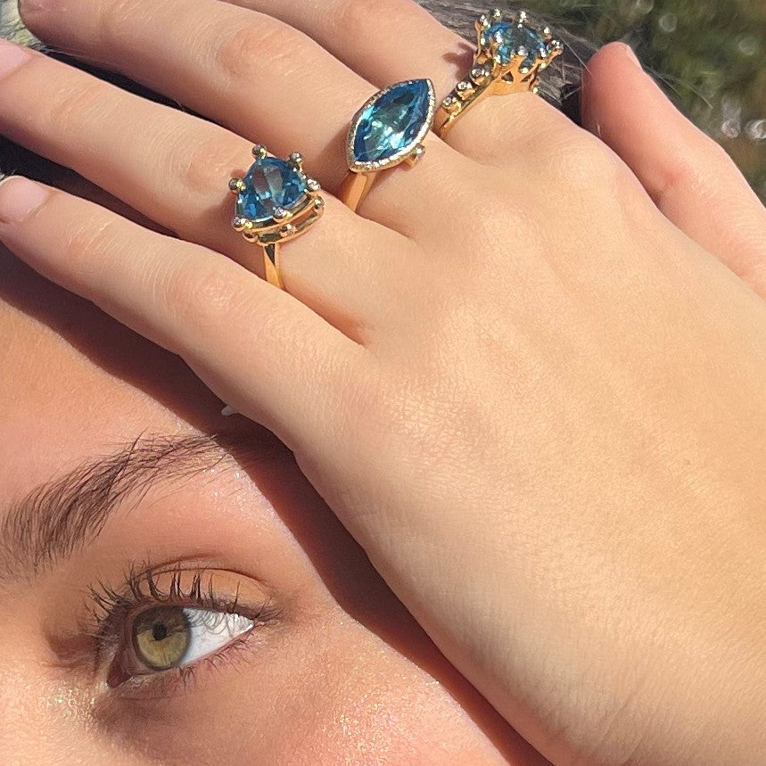 Swiss Blue Topaz & Diamond Ring | 10kt – Burton's Gems and Opals