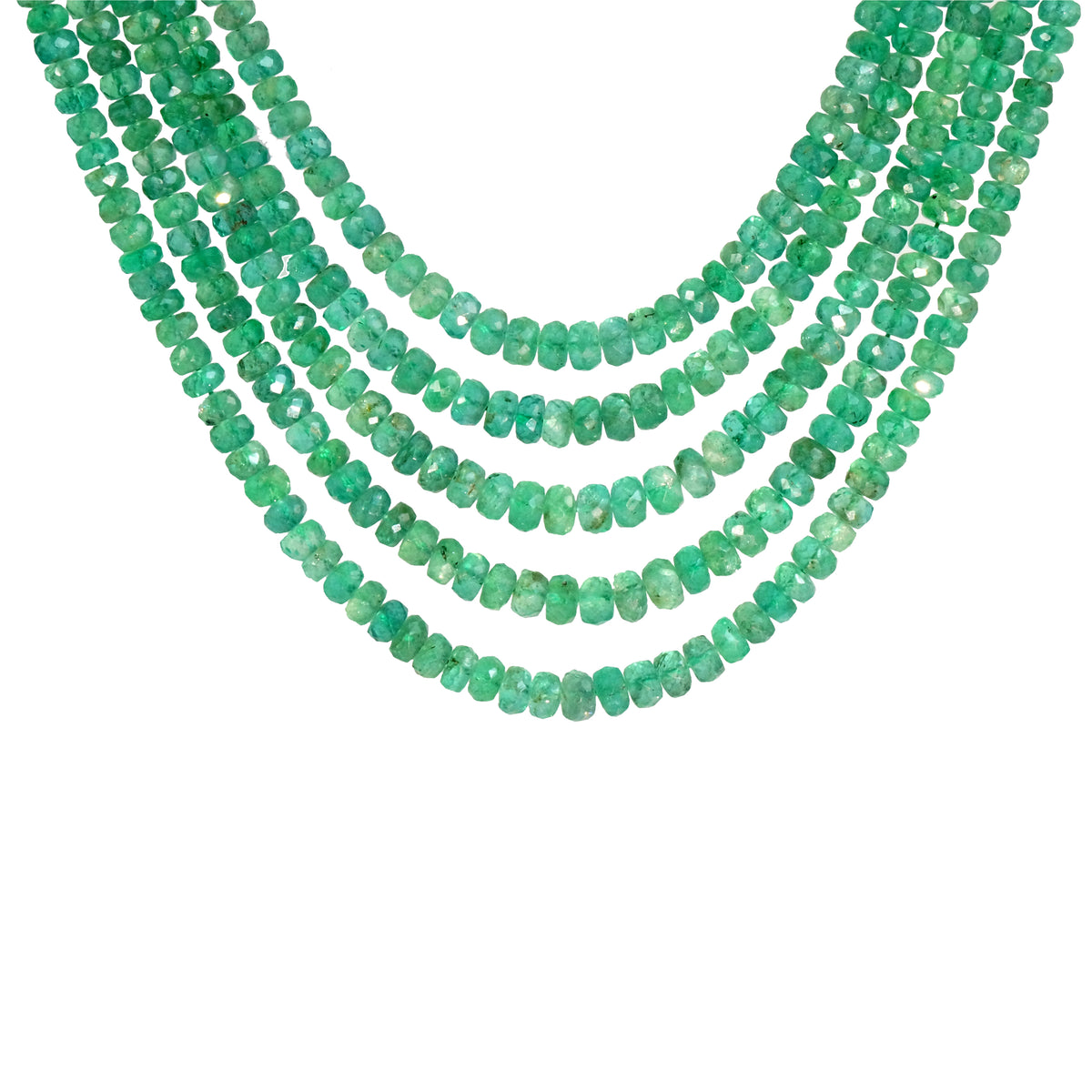 Multi Strand Emerald Necklace - 18k Vermeil