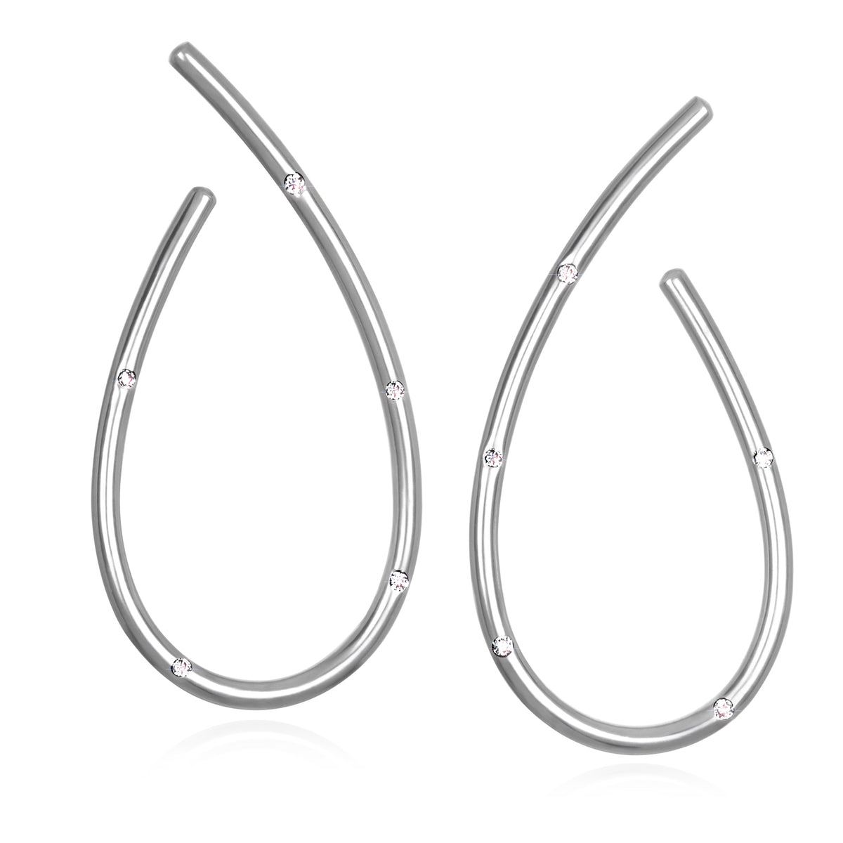 Sterling Silver &quot;J&quot; Hoop Earrings with White Sapphires