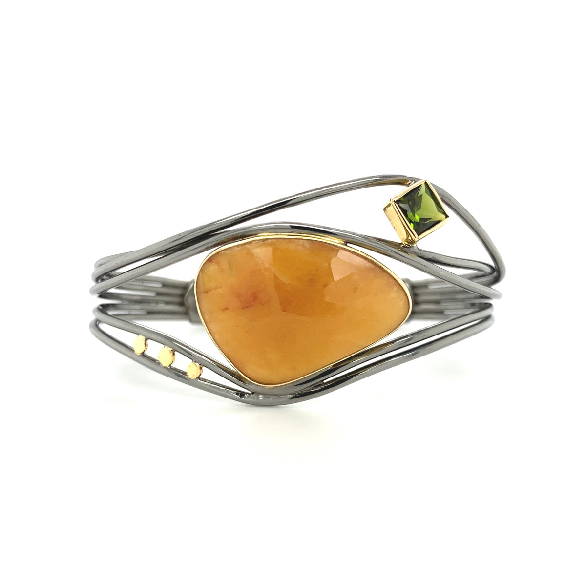 Honey Sapphire and Tourmaline Cuff