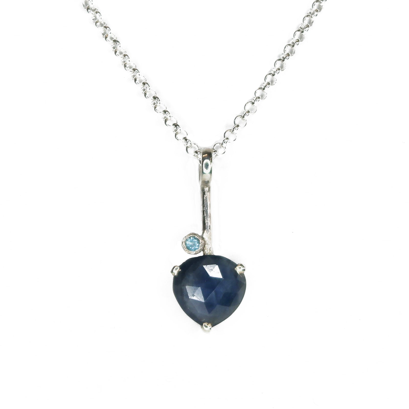 Blue Sapphire Pendant With Blue Topaz