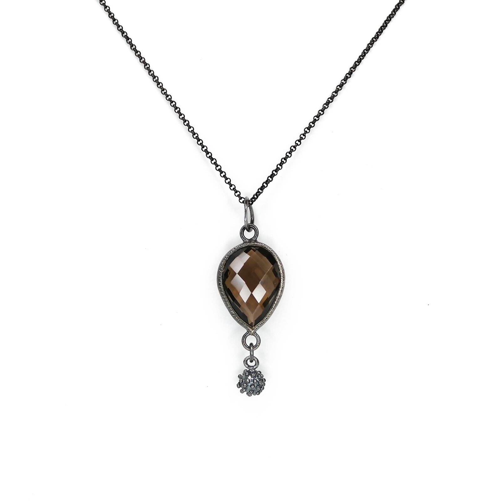 Checkerboard Smoky Quartz Teardrop