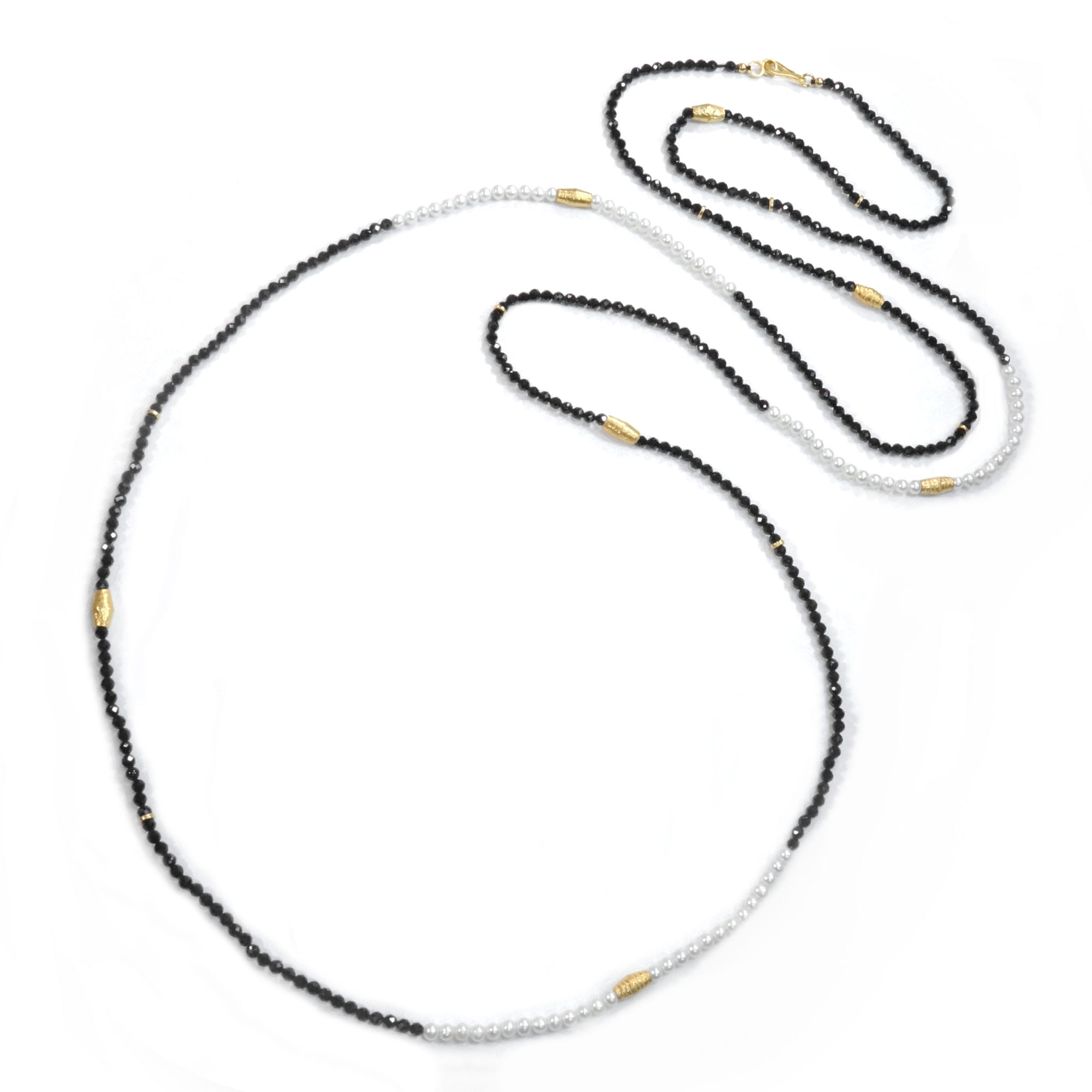 Spinel and Pearl Necklace with Gold Beads