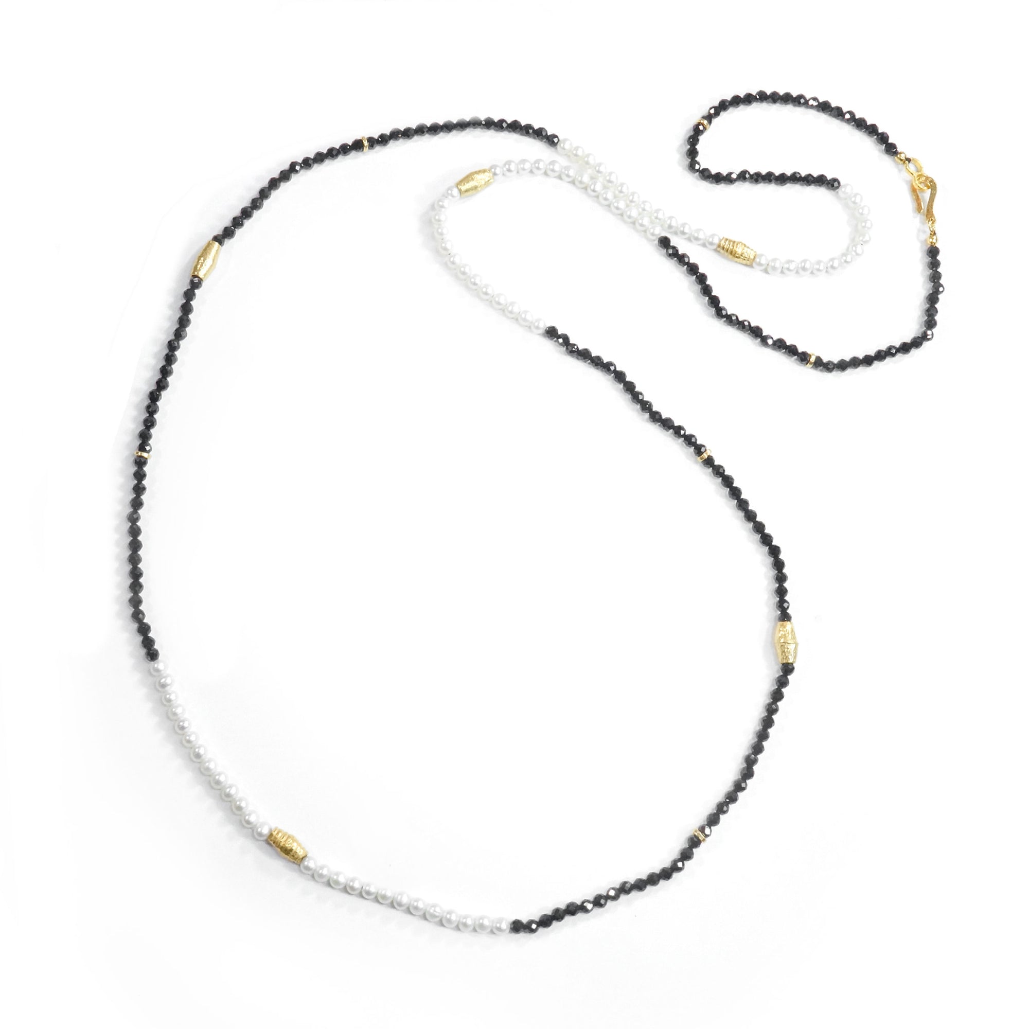 Spinel and Pearl Necklace with Gold Beads