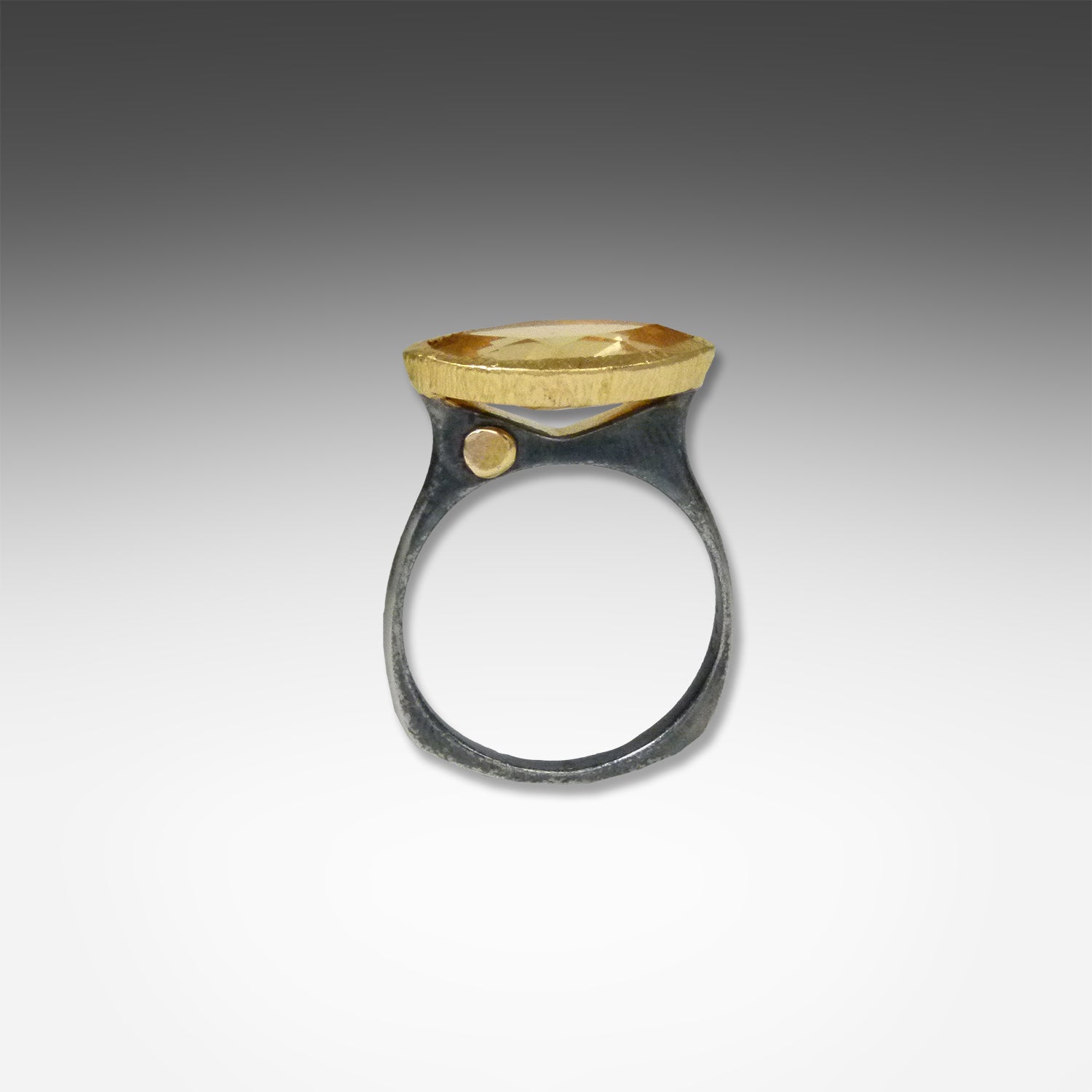 East West Marquise Ring - Black Ruthenium & Citrine